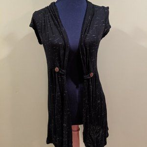 Black Cardigan with Lace and Buttons